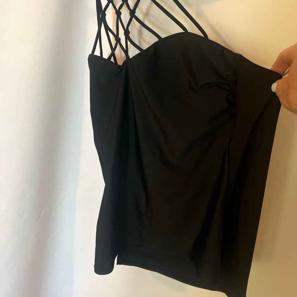 Chic Black Tie  Dressy Top With Tags/Swim Top With Beautiful Crisscross Upper